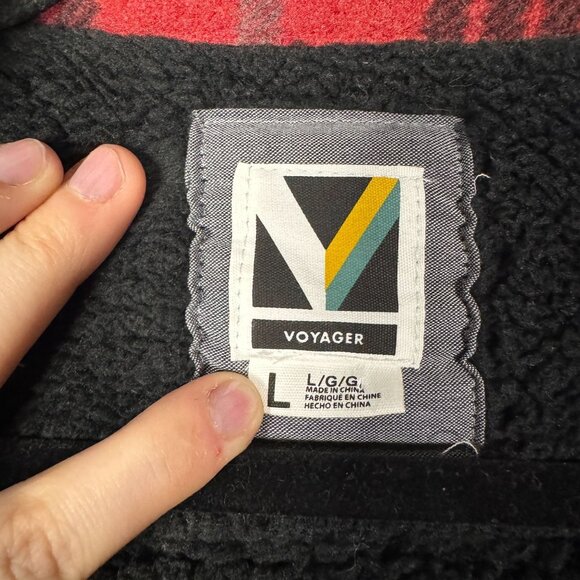 Voyager Mens Red Plaid Fleece-Lined Button-Up Shirt Jacket Size M - Picture 7 of 11